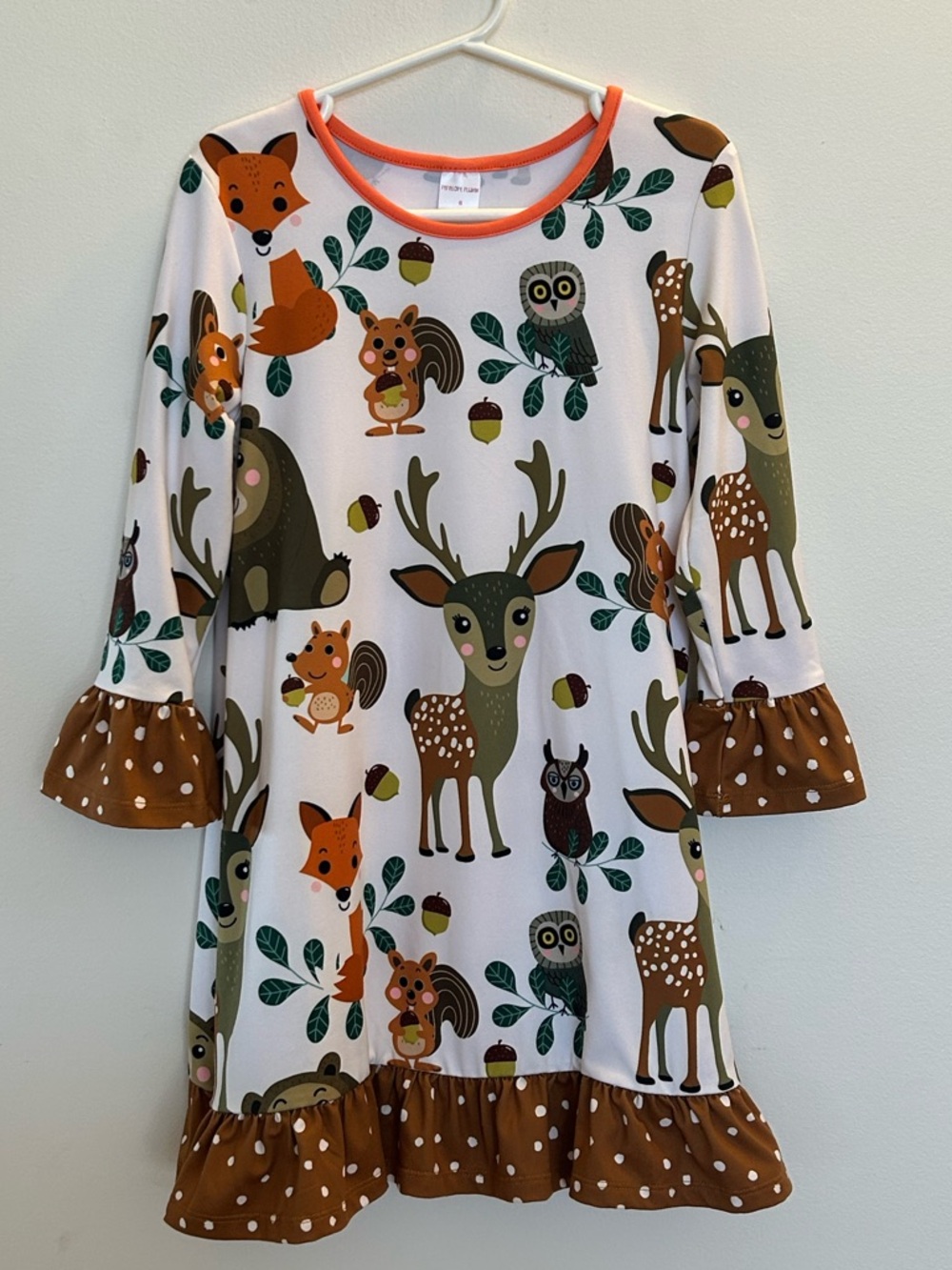Girl’s Penelope Plumm Woodland Animal Ruffle Dress Size 6